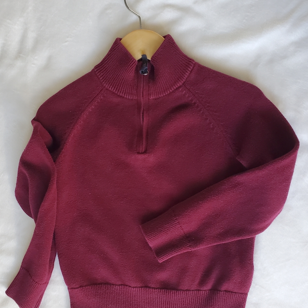 Crewcuts Kids Preppy Burgundy Sweater Quarter Zip. Back To School Fall Style. - Picture 2 of 16
